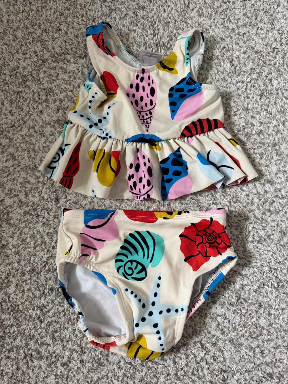 Kids Two-Piece Seashell Print Swim Set - Multicolor